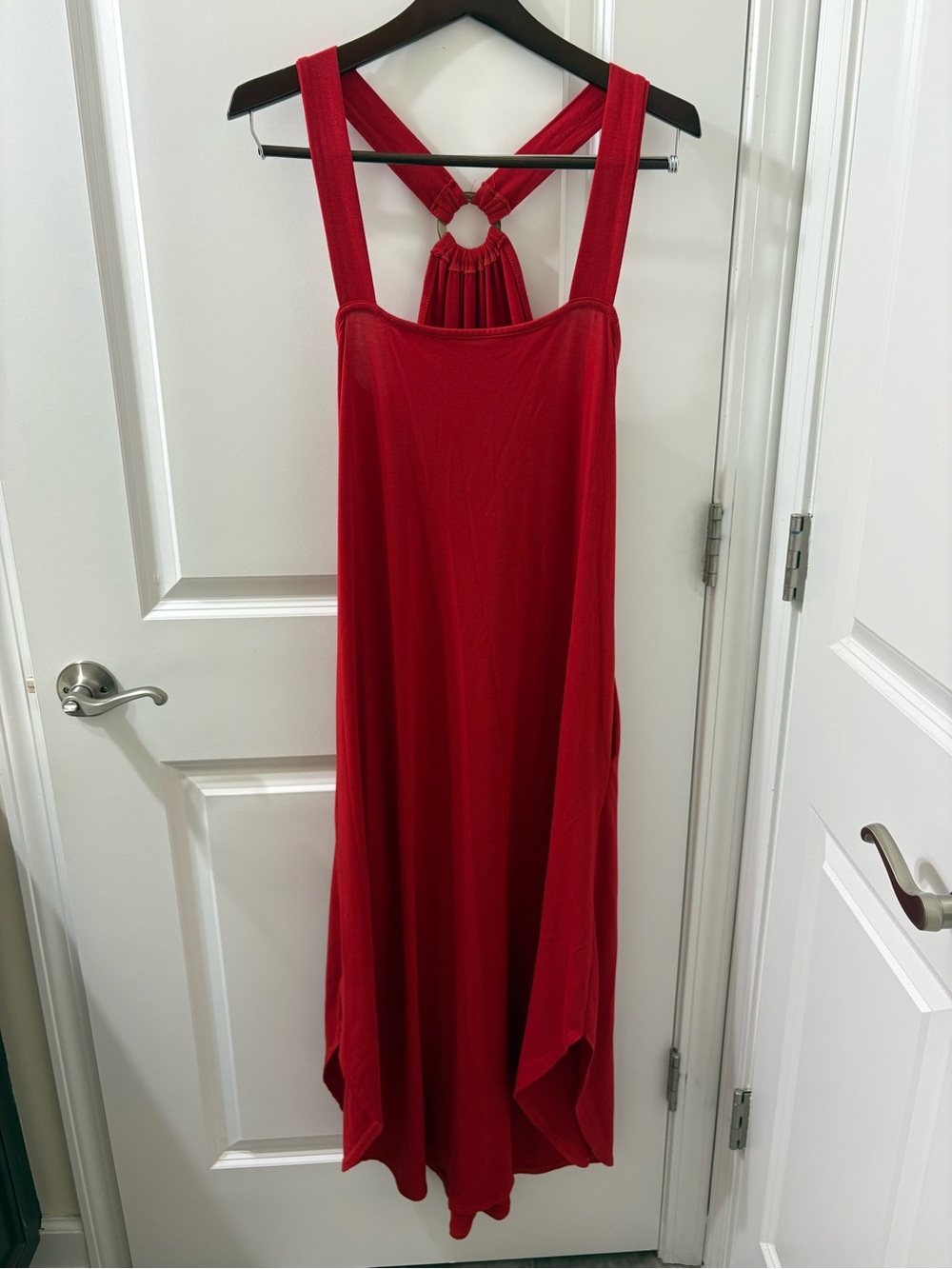 Red Women's Sleeveless Ring-Back Maxi Dress